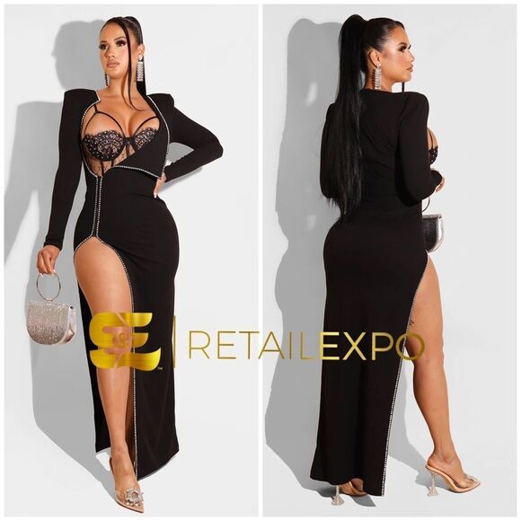 Gala Black Maxi Dress - Picture 1 of 8